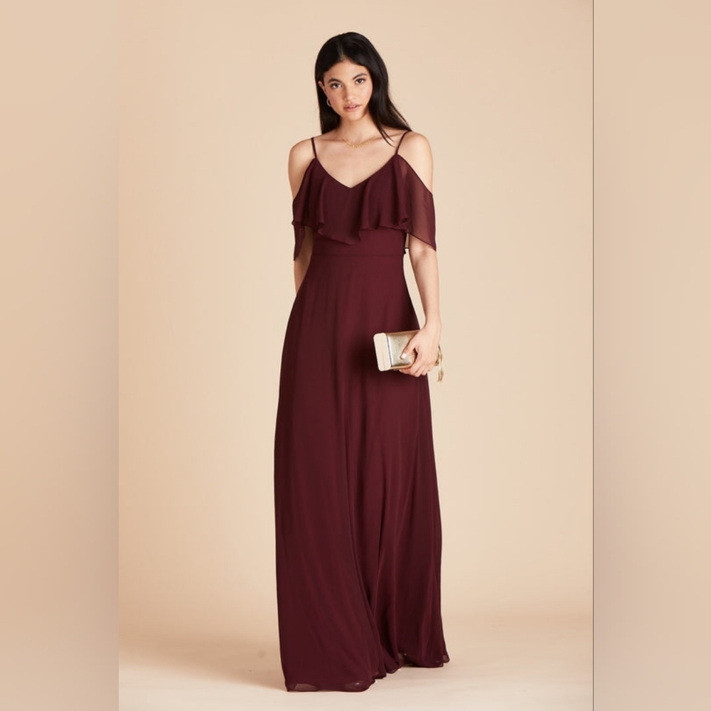Birdy Grey Jane Convertable Dress With Slit Chiffon Cabernet Sz Small $115